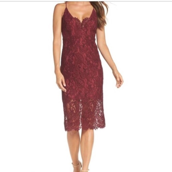 Bardot Dresses & Skirts - [Bardot] Burgundy Lace Pencil Dress